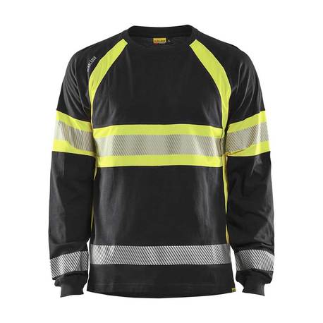 BLÅKLÄDER Highvis pitkähihainen T-paita musta/huomiokeltainen